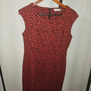 Calvin Klein Women’s Red & Black Animal Print Sheath Dress